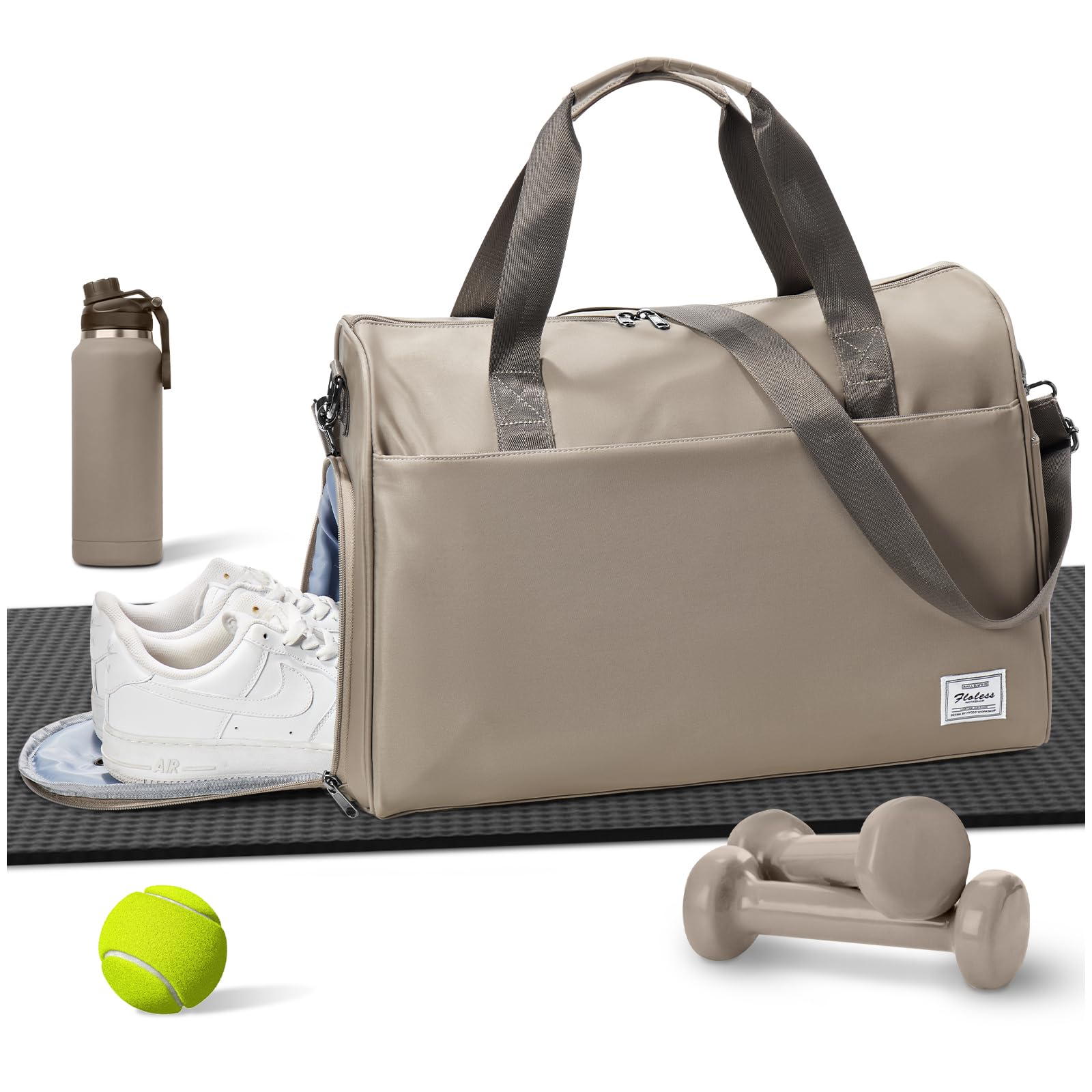 Travel Weekender Bags with Shoe Compartment Overnight Bag Khaki