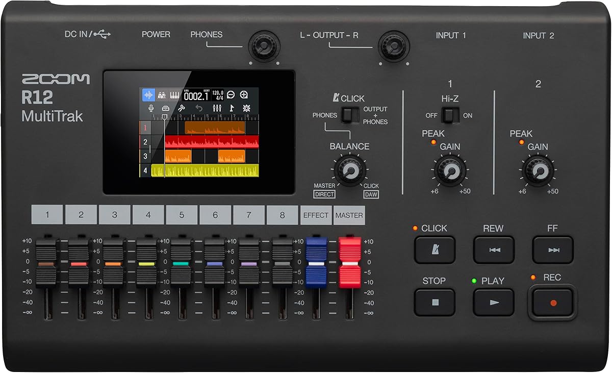 Zoom R12 Portable Recorder for Musicians with 8 Tracks, FX & Drum Loops