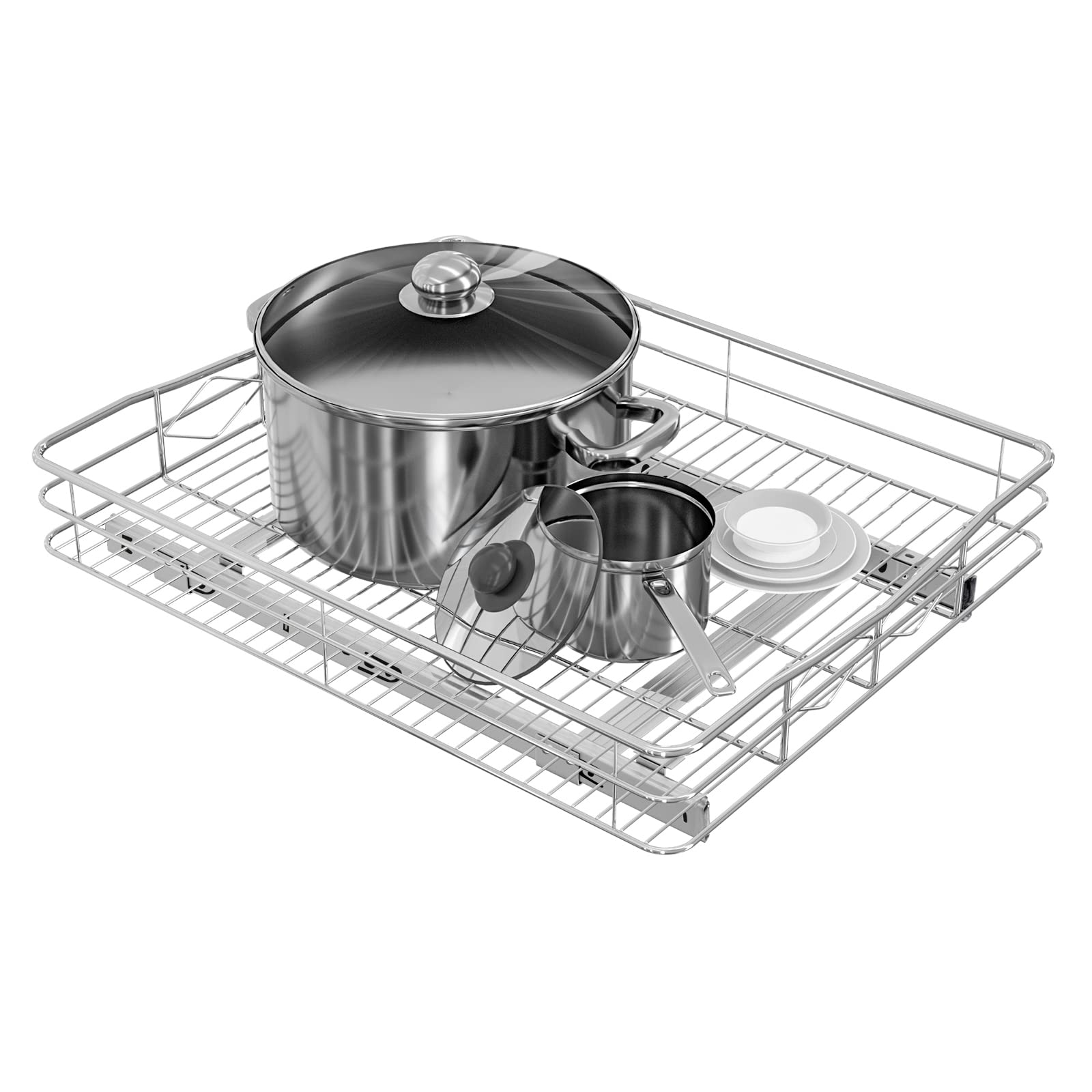 IZLIF Multi-Use Kitchen Organization Cabinet Pull Out Storage Wire Basket Shelf (L (20W x 21D))