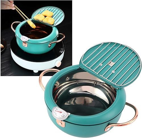 Miniatura 9 de Olla con termómetro Sartén japonesa de acero inoxidable para cocina de inducción, color verde oscuro