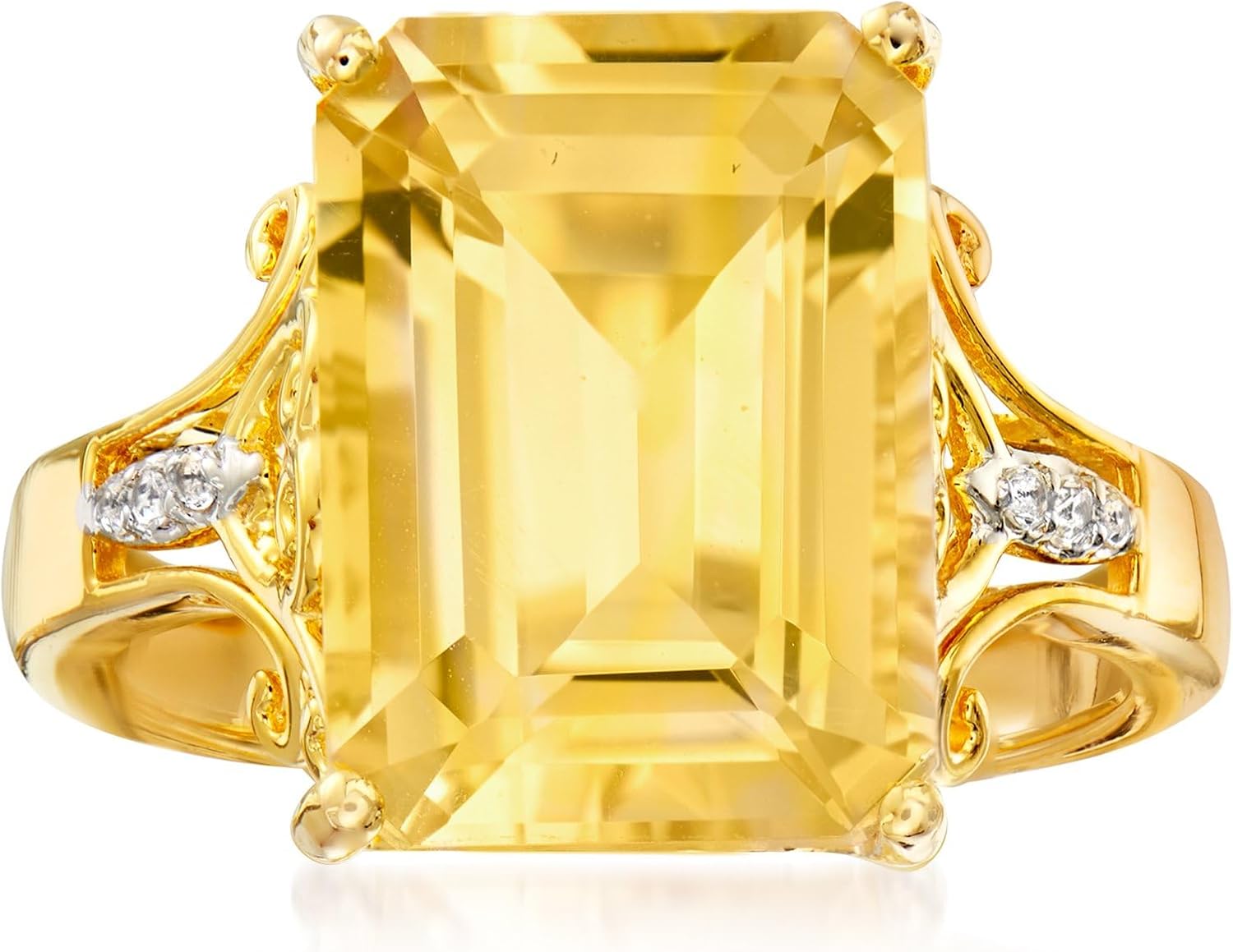 Ross-Simons 7.35 Carat Citrine Ring With White Topaz in 18kt Gold Over Sterling