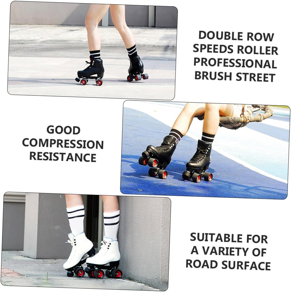 NOLITOY Double-row Roller Skating Wheels 95a Pu Wear-resistant Skate Accessories 8pcs Set with Wrench for Inline and Quad Skates Speed Skating Replacement Parts