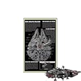 Display Wallboard for Lego 75257/75389 Millennium Falcon - Wall Mount Display Stand Art Wall Mount Frame for Millennium Falcon Building Set - 50 x 80 CM (Light Strip USB Typ A)