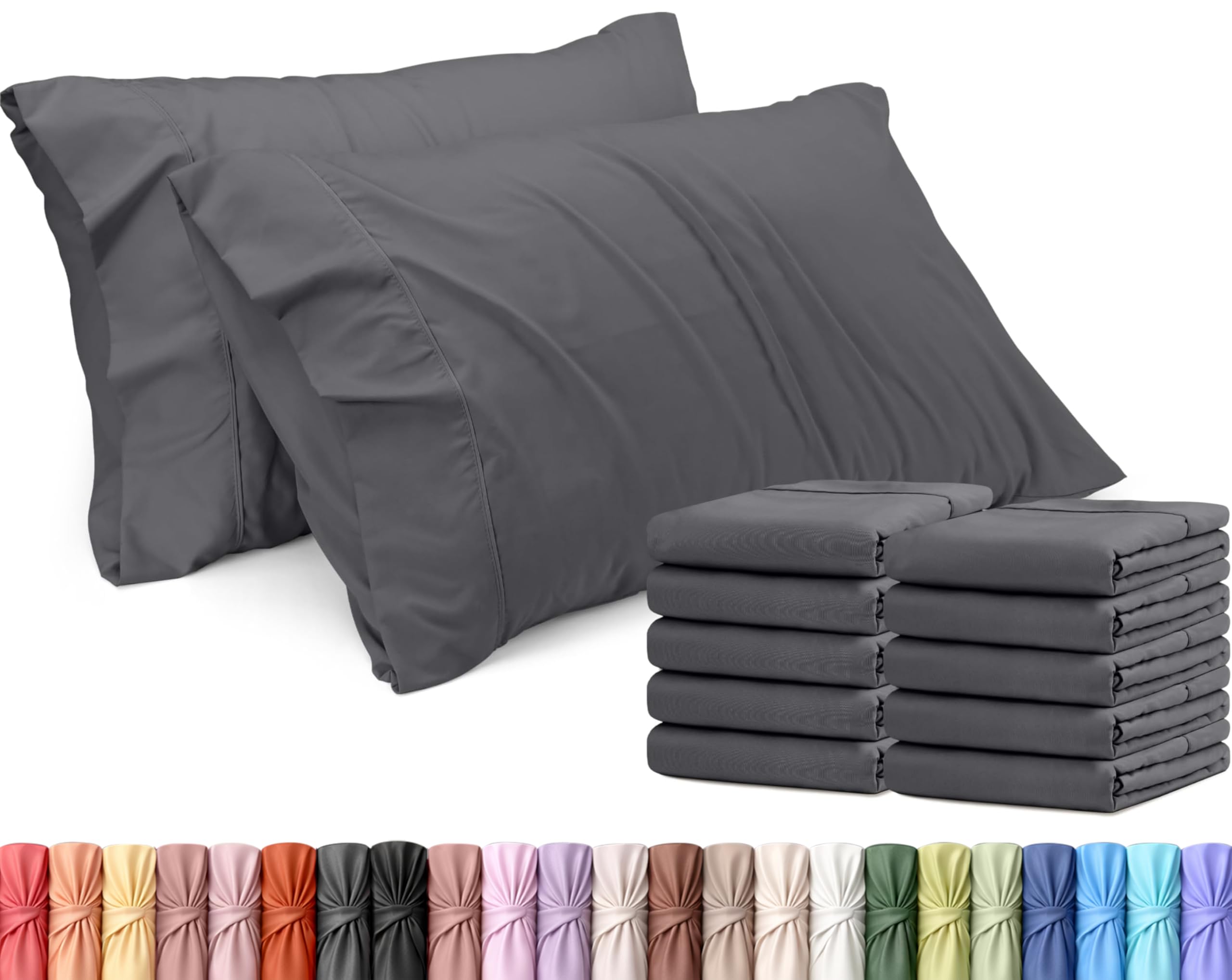 Utopia Bedding King Pillow Cases - Pack of 12 - Envelope Closure - Soft Brushed Microfiber Fabric - Shrinkage and Fade Resistant Pillow Covers - King Size 20 X 40 Inches (Grey) — image 1