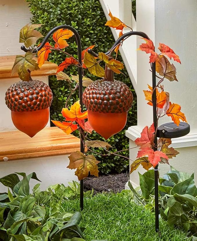 The Lakeside Collection Decorative Acorn Garden Stakes Fall