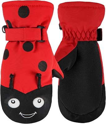 Kids Ski Mittens Waterproof Snow Windproof Thinsulate Warm Winter Cold Weather Gloves with String for Boys Girls