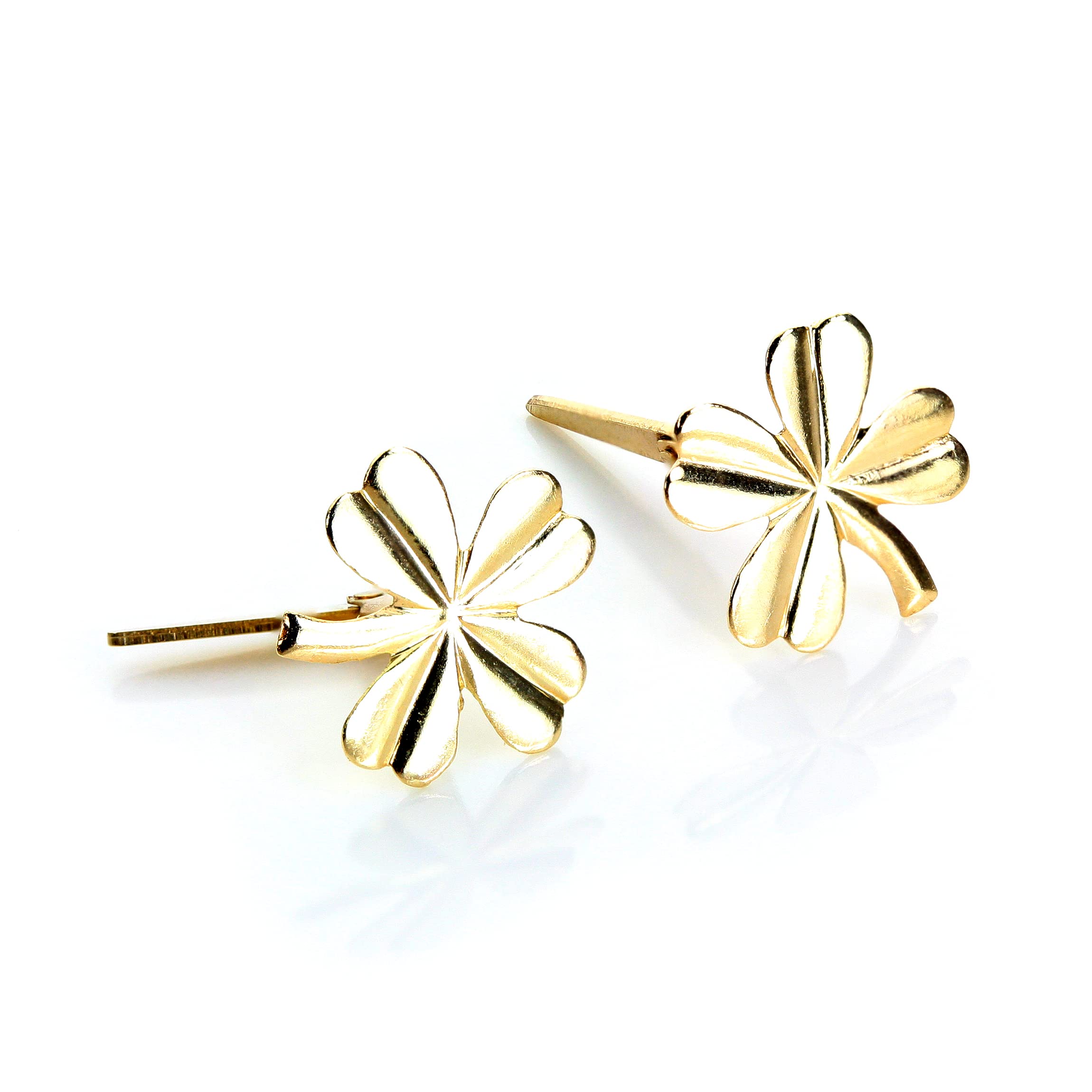 London Blue Topaz & Diamond 4 Petal Flower Stud Earrings In Yellow Gold - Foto 10