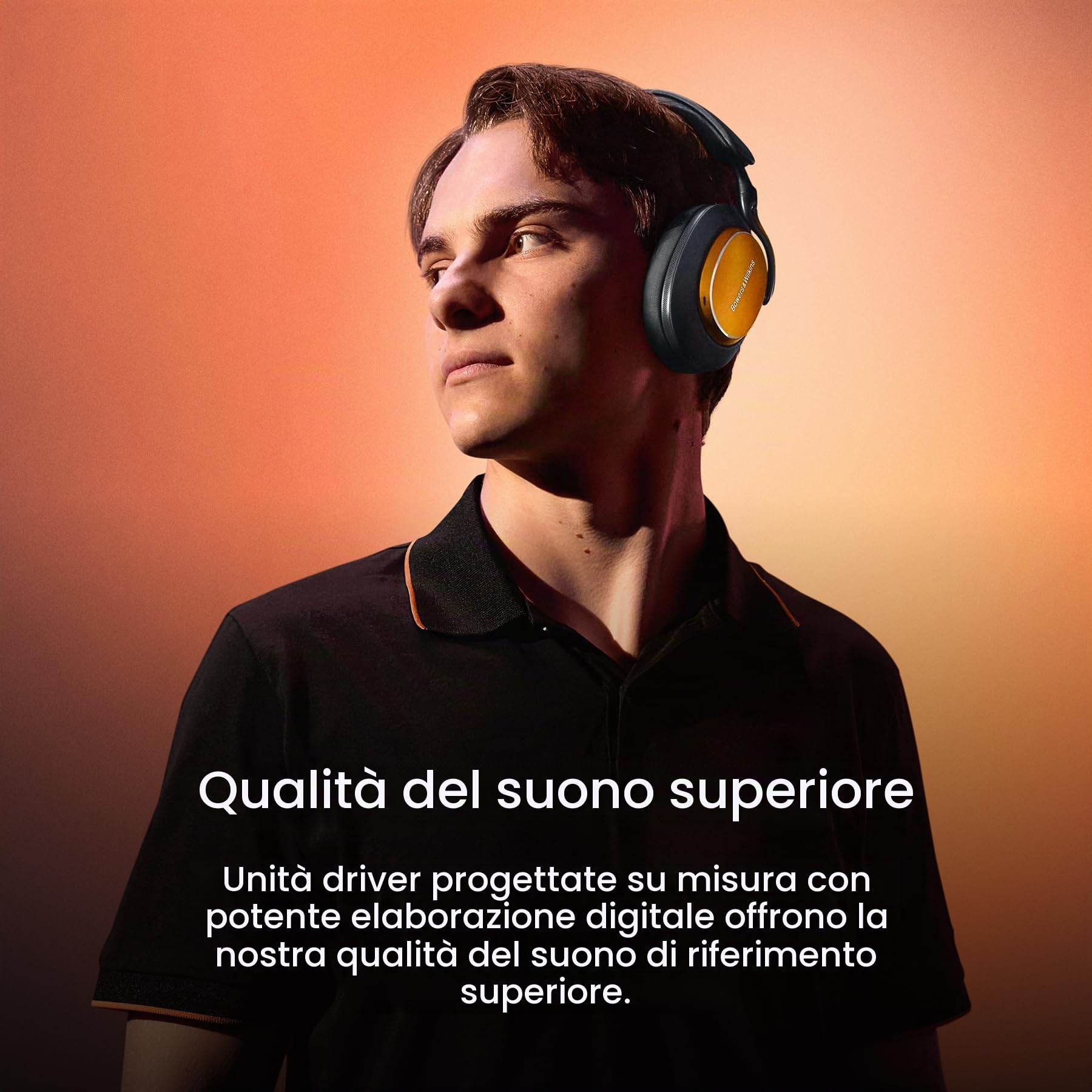 Bowers & Wilkins Px8 S2 McLaren Edition, Cuffie Wireless con Cancellazione del Rumore, Bluetooth Audio e Ricarica Rapida, 30 Ore di Riproduzione ad Alta Risoluzione con Microfono Integrato