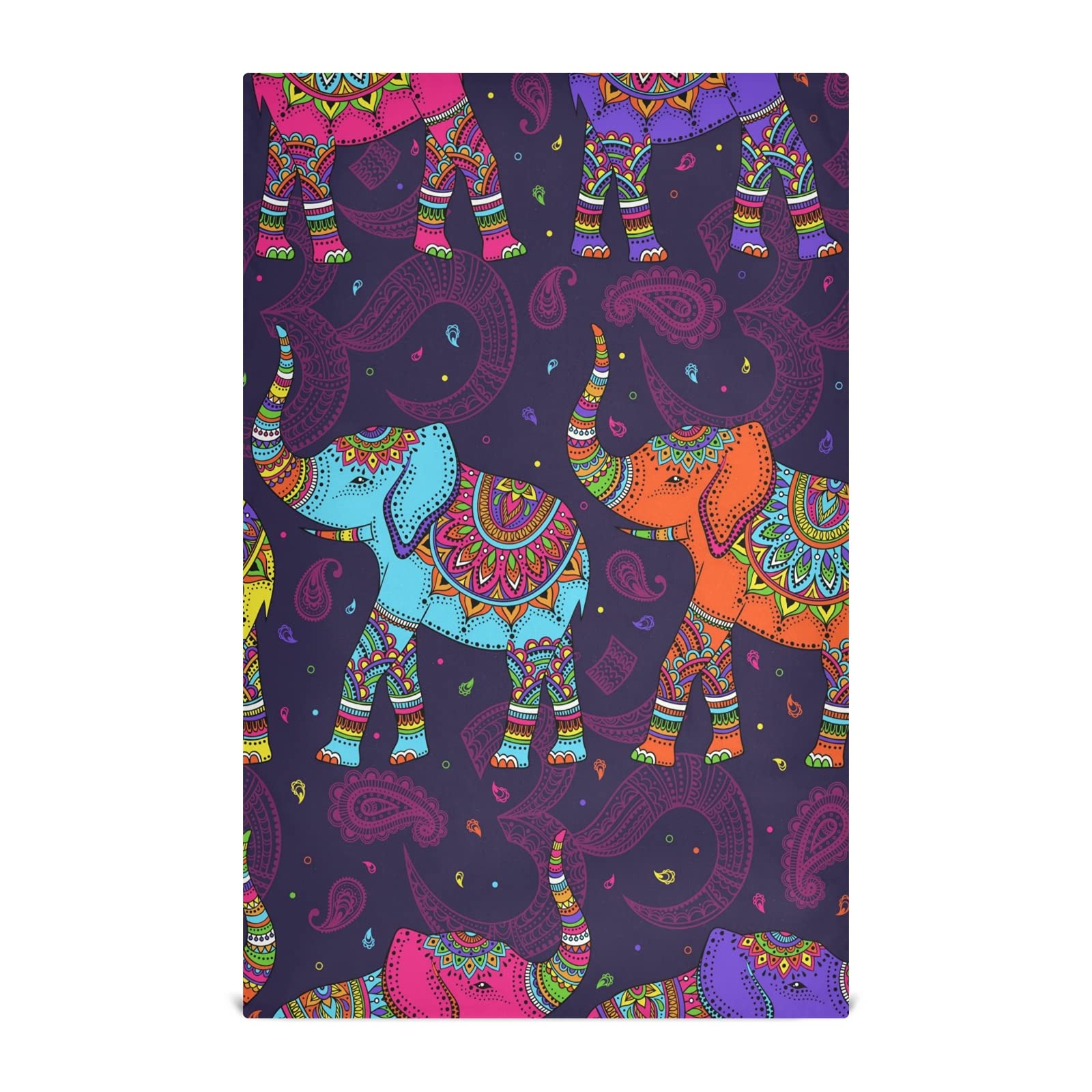 xigua Set of 4 Tea Towels-Indian Vintage Retro Elephant Neon Colors Kitchen Towel- Durable & Super Absorbent Dish Cloths - Stylish Design Dish Cloth & Towels 71.1x45.7 cm