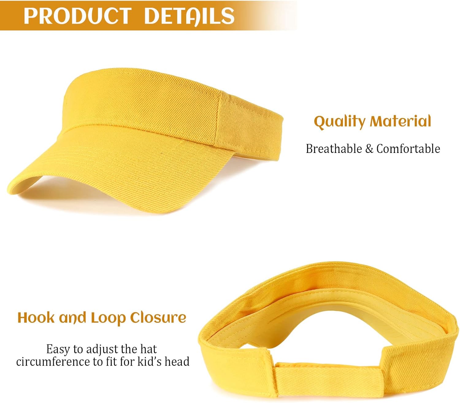 Ultrafun 9Pack Kids Sun Visor Hat UV Protection Sports Tennis Beach Summer Visor Hats for Boys Girls Aged 5 to 12 Years - Image 3