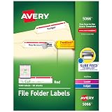 Avery® TrueBlock® File Folder Labels, 2/3" x 3-7/16", 1,500 Printable Labels, White/Red, Permanent (5066) – view 1