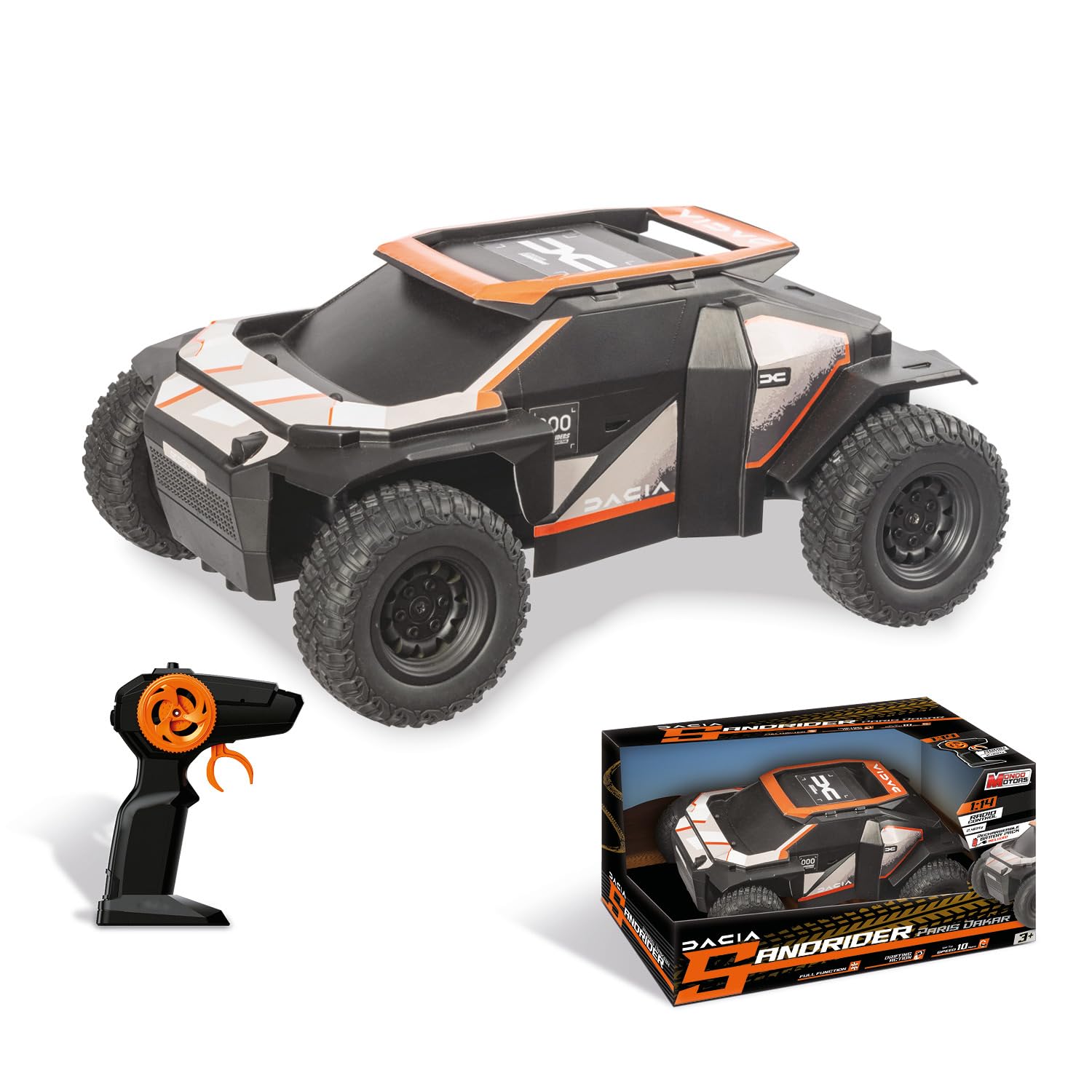 MONDO Motors Dacia Sandrider Paris Dakar 1:14 w skali 1:14 akumulator w zestawie z zabawkowym samochodem dla dzieci 63834