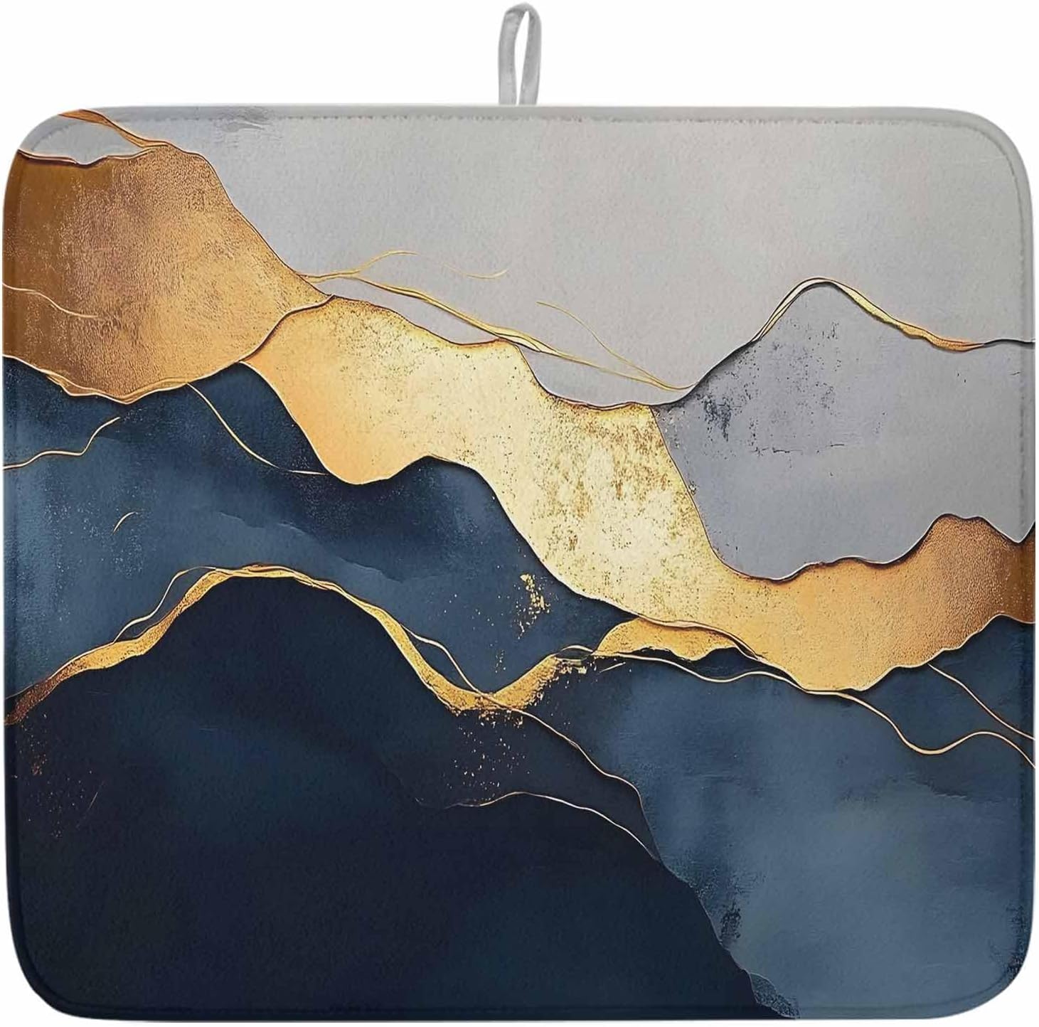 Dish Drying Mat Set of 2 Abstract Ocean Scenery Microfiber Absorbent Reusable Washable Dish Drying Rack Mat Modern Color Block Coffee Mat for Coffee Maker Bar Kitchen Countertops 16x18inch