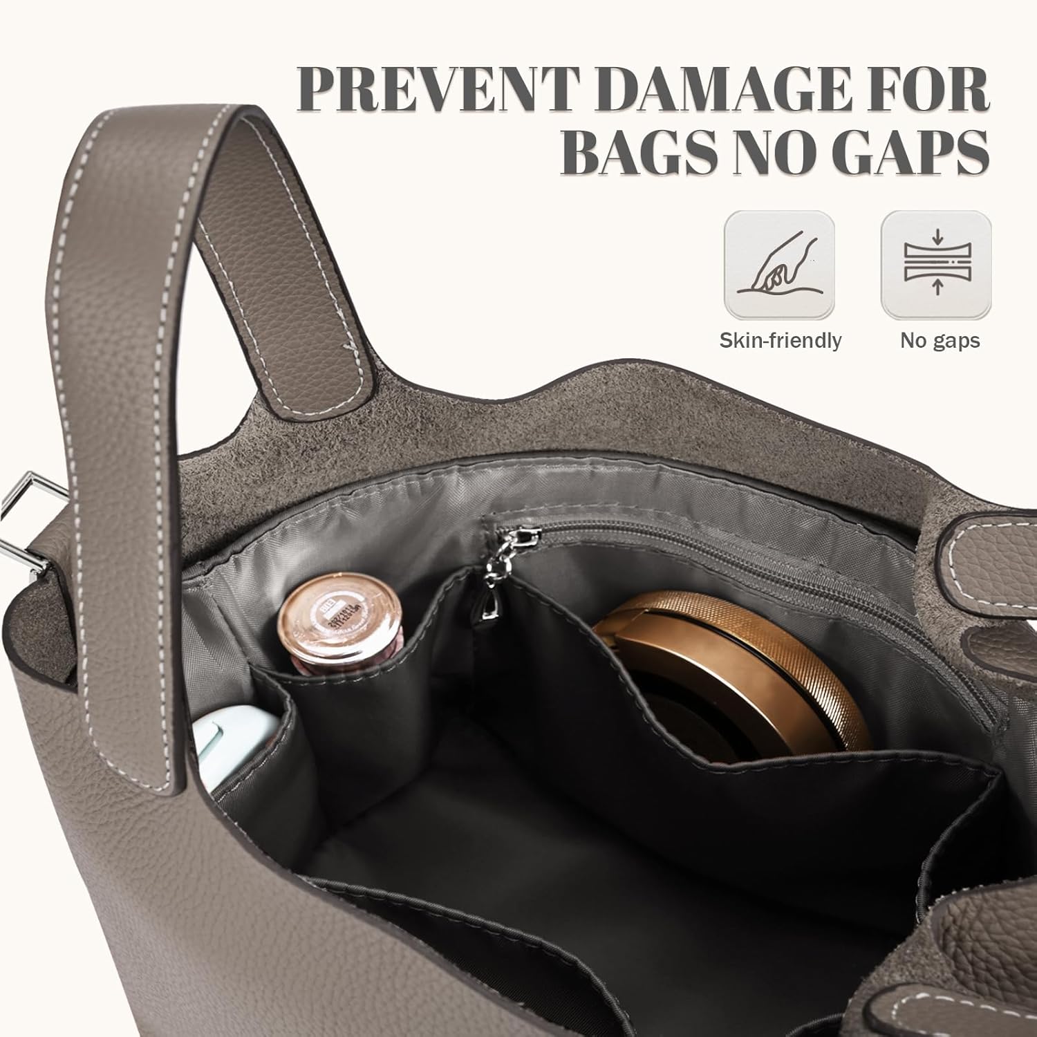 Purse Organizer Insert Fit for Picotin 18/22, Luxury Silky Purse Organizer Bag Insert for Picotin Bags(Gray, PC18)