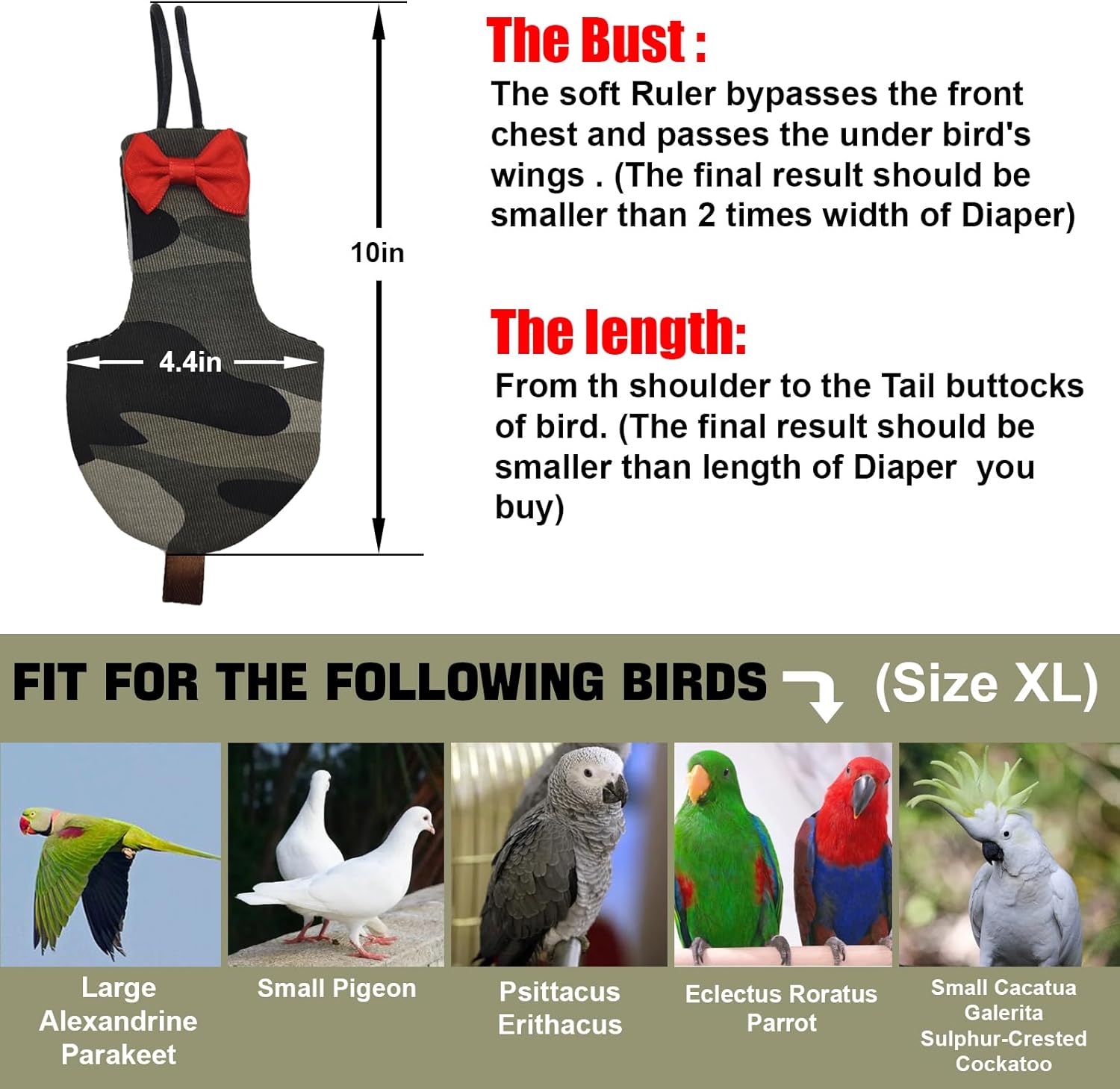 Parrot Anti-Scratch Shoulder Protector, and Reusable Bird Diaper Washable Parrot Flight Suit Nappies Clothes