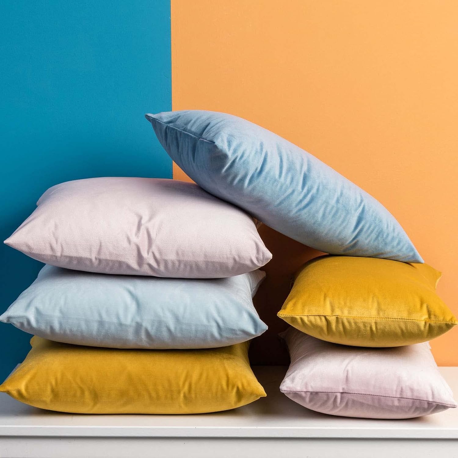 JUSPURBET Powder Blue Velvet Throw Pillow Covers 20x20 inch Set of 2 for Living Room Couch Bedroom Decorative Luxury Soft Cushion Cases with Invisible Zipper - Image 5