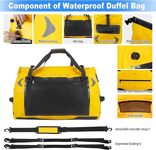 Miniatura 8 de Alforjas para motocicleta, bolsas de lona impermeables para viajar, Amarillo-80L, estilo3-80l