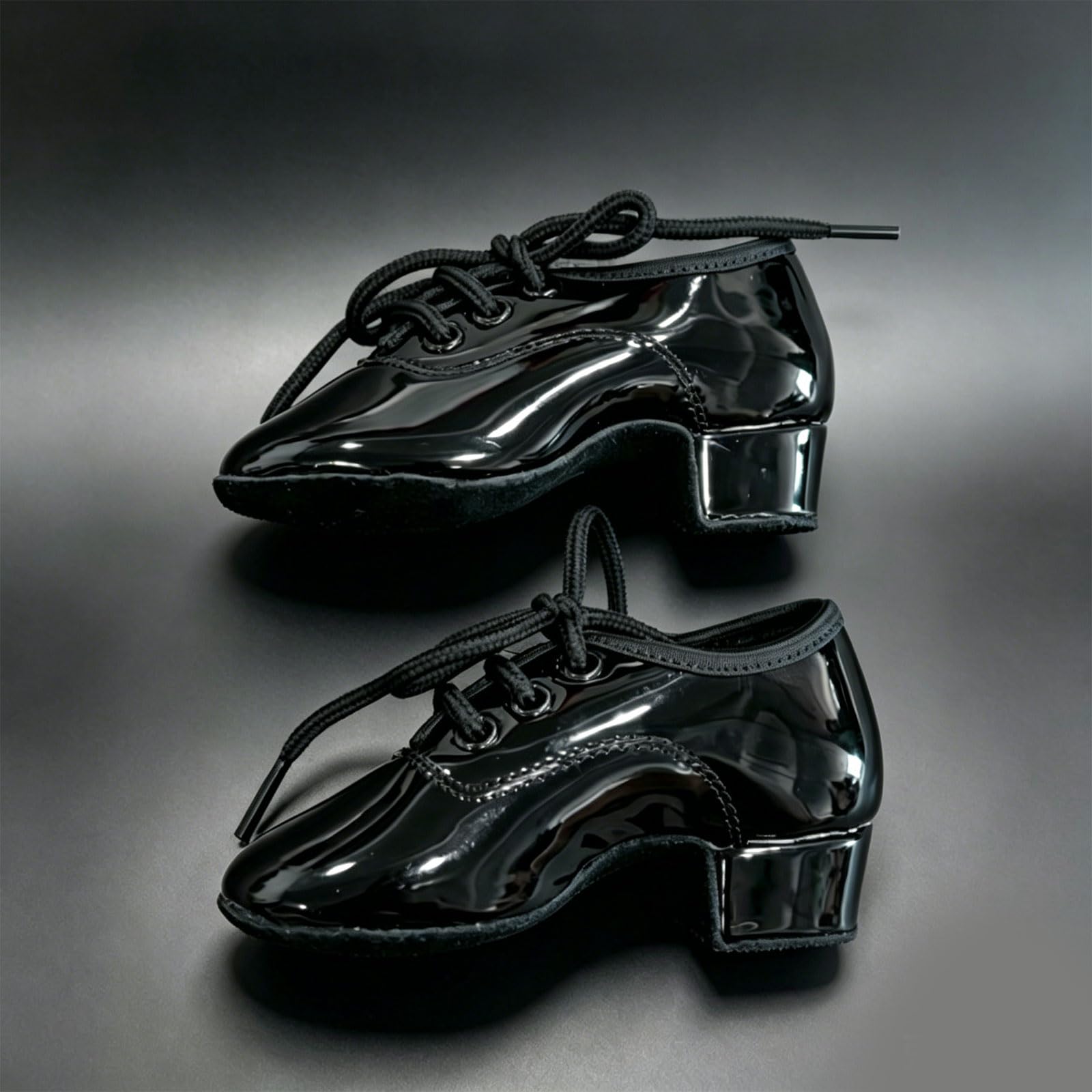 2 Ciondoli Per Scarpe Da Ballo In Pelle Verniciata Nera Da