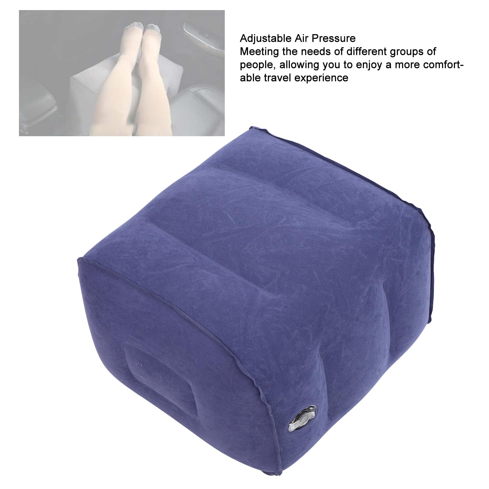 Poggiapiedi gonfiabile da viaggio, pressione dell'aria regolabile, cuscino da viaggio portatile, poggiapiedi gonfiabile per auto, casa, ufficio, treno, aereo (blu)