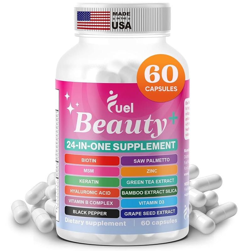 Fuel Suplemento para Cabelos, Pele e Unhas com Biotina 5.000 mcg, 60 cápsulas