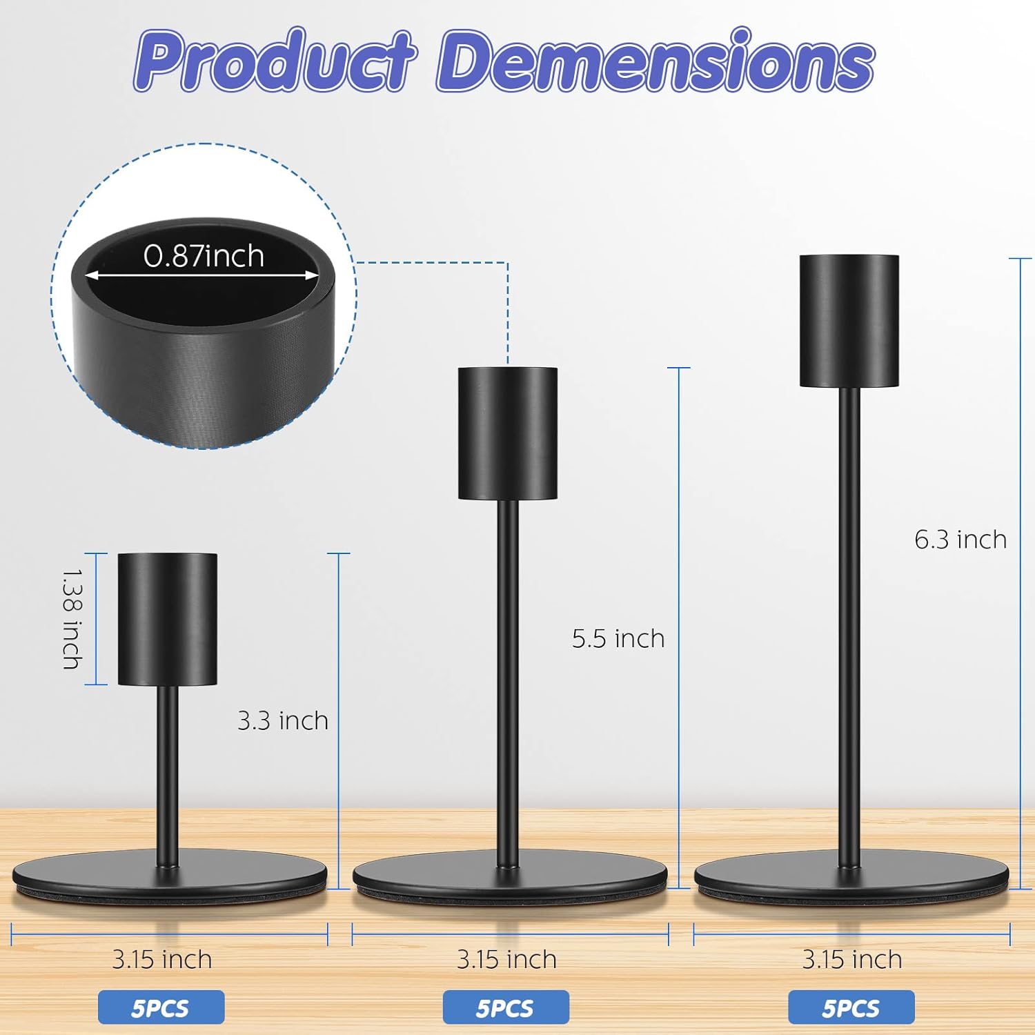sieral candle holders bulk taper candlesticks holders set modern decorative metal candelabras for wedding anniversary home dinning table centerpiece xmas party decor(matte black,15 pcs) matte black 15