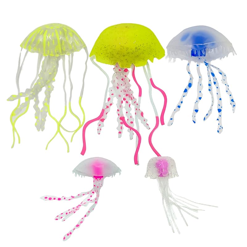 Enfeites de Água-viva de Silicone para Lâmpada, Cores Variadas, ZWETKE, Conjunto com 5