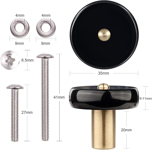 Miniatura 3 de Rockcloud Paquete de 4 pomos redondos de piedra de cristal para cajones de obsidiana, reiki, curación de armario, armario, puerta, con tornillos,