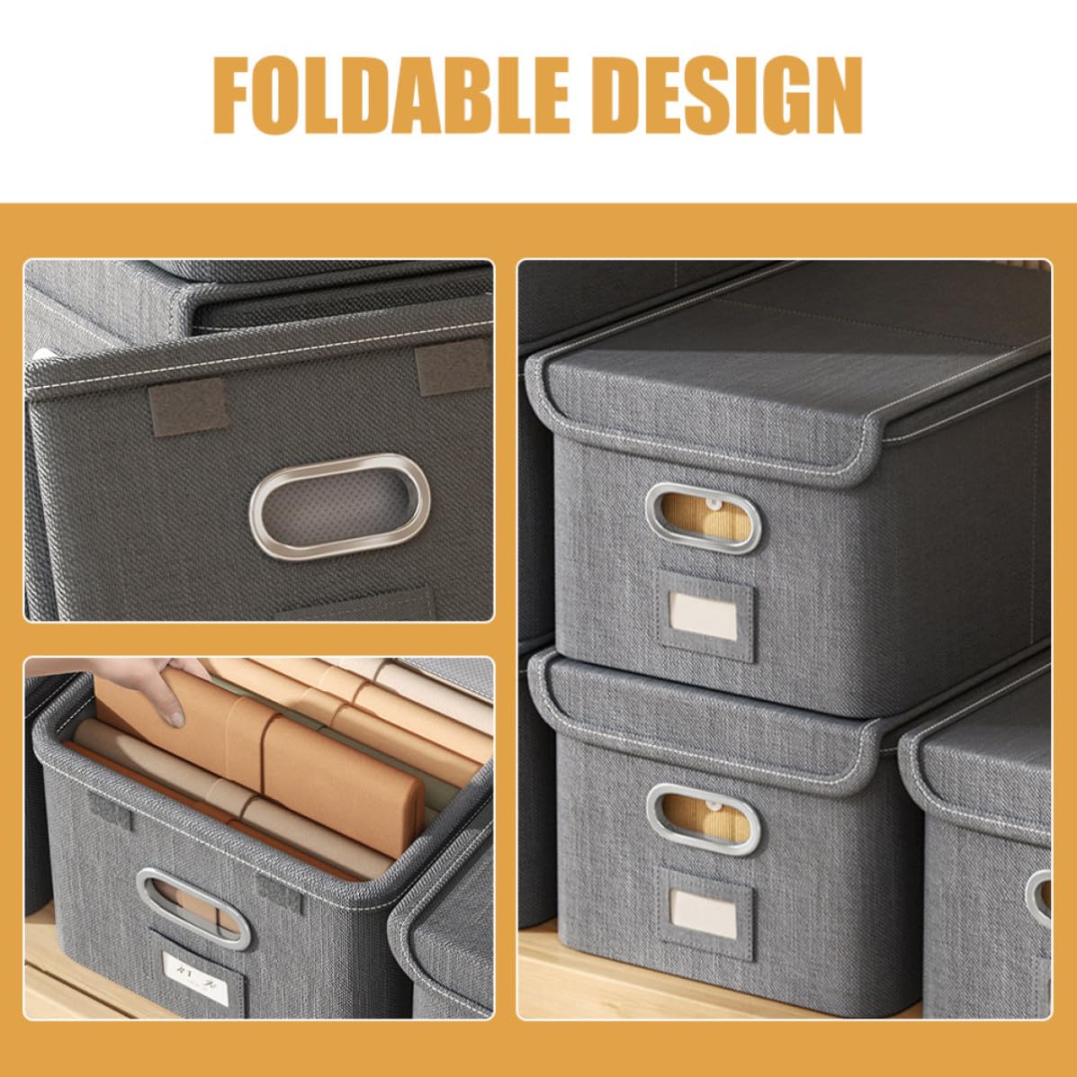 Faltbarer Kleiderorganizer mit Deckel, Große Baumwolle Leinen Box
