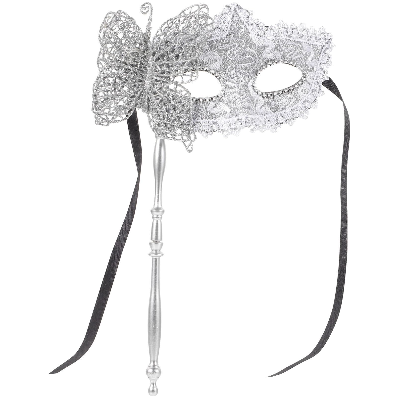 UKCOCO Venetian Masquerade Mask With Stick: Carnival Costumes Lace Eye Mask for Women Masquerade Parties Carnivals Party