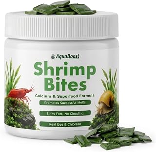Shrimp Bites 칼슘 & 슈퍼푸드 포뮬러 | 높은 칼슘은 털갈이와 껍질 성장을 지원합니다. 진짜 계란과 클로렐라 단백질. 빠르게 가라앉고 흐려지지 않습니다. 새우, 달팽이, 플레코스