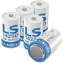 5-Pack LS14250 Lithium Battery, 1300mAh 3.6V Ultra-High Capacity ER14250 1/2AA Battery for Blood Oxygen Meter, Doorbell, Household Water Meter, Surveillance, Dog Collar LS14250,5-Packs,A