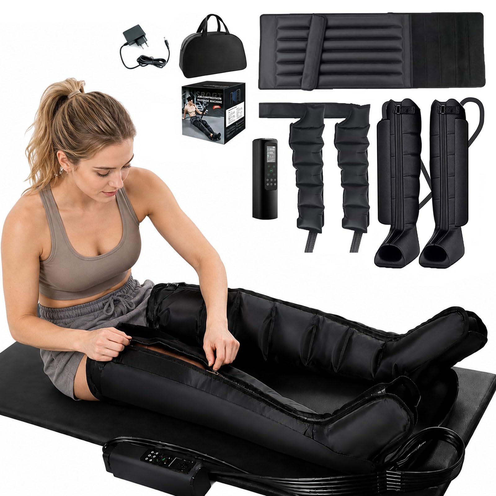 Pressoterapia per Gambe con Compressione Pneumatica con Controllo Portatile