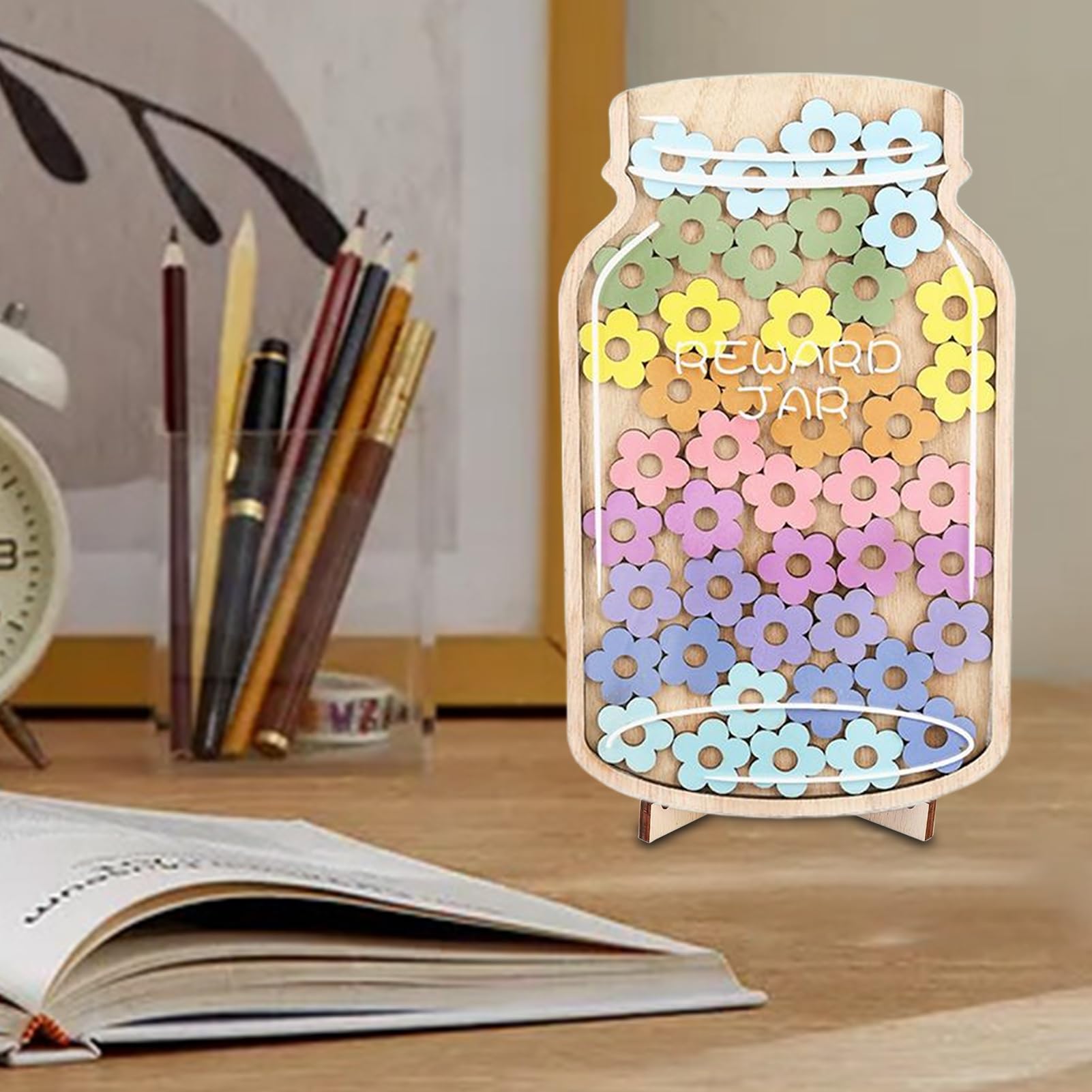 Star Jar - Système de récompense pour salle de classe - Bocal de bon comportement - 25 tableaux de comportement positif avec système de récompense en pot - Pot de récompense pour