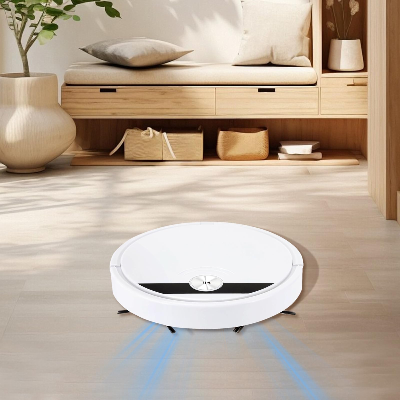 Barredora 3 en 1 de 15 W, mando a distancia, multifunción, gran potencia de succión, varios métodos de control, caja de polvo, varios orificios de refrigeración, cepillos de borde, para apartamentos