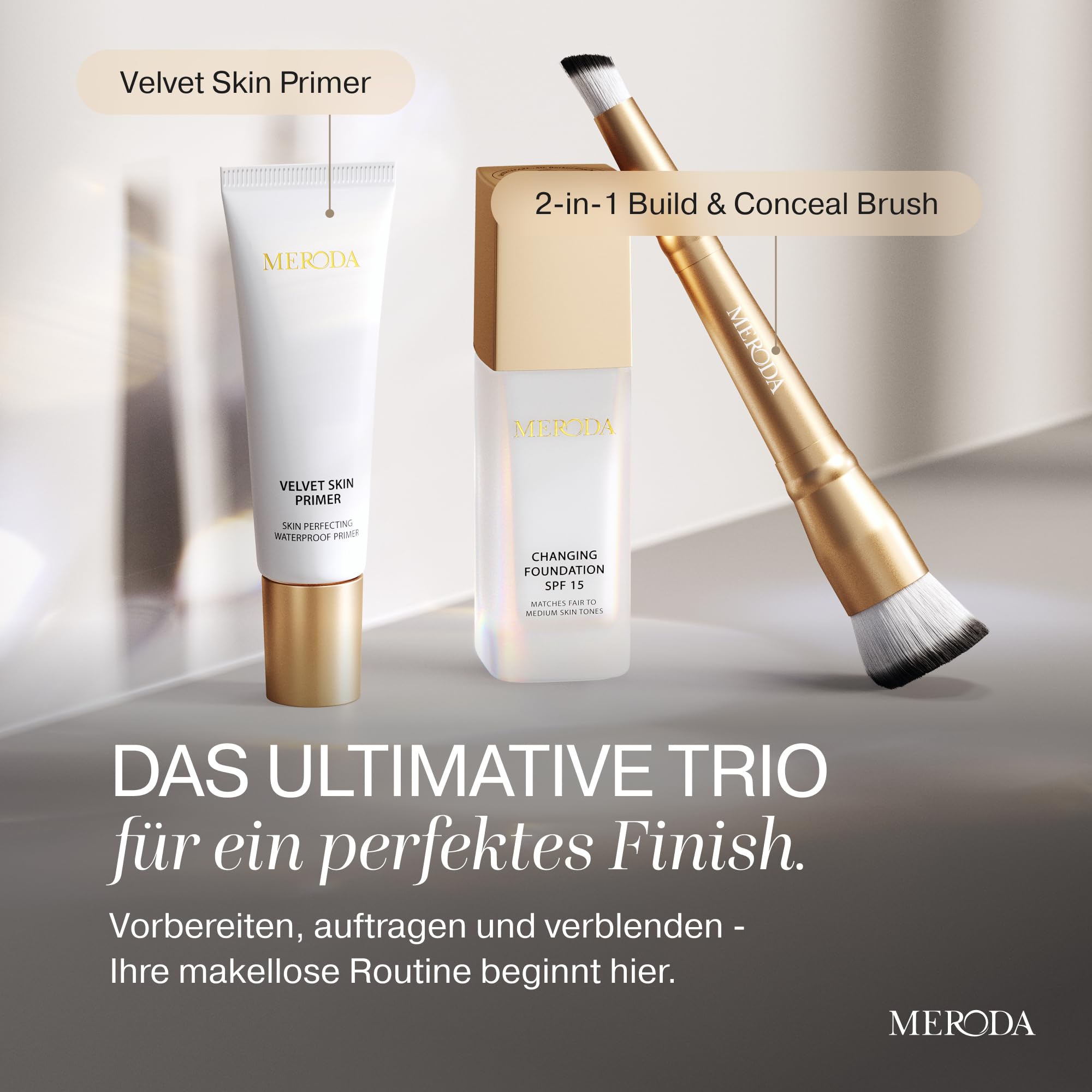 MERODA® Changing Foundation SPF 15 Light to Medium Skin Farbwechselnde Foundation für Reife Haut Make Up Hautton Anpassend
