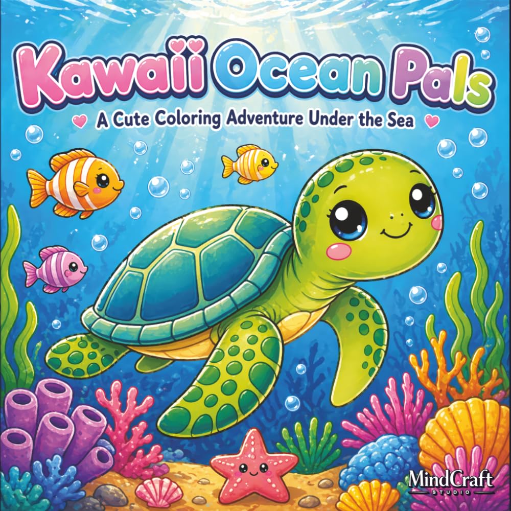 Kawaii Ocean Pals Coloring Book: Adorable ocean animals in kawaii style for Kids and Adults