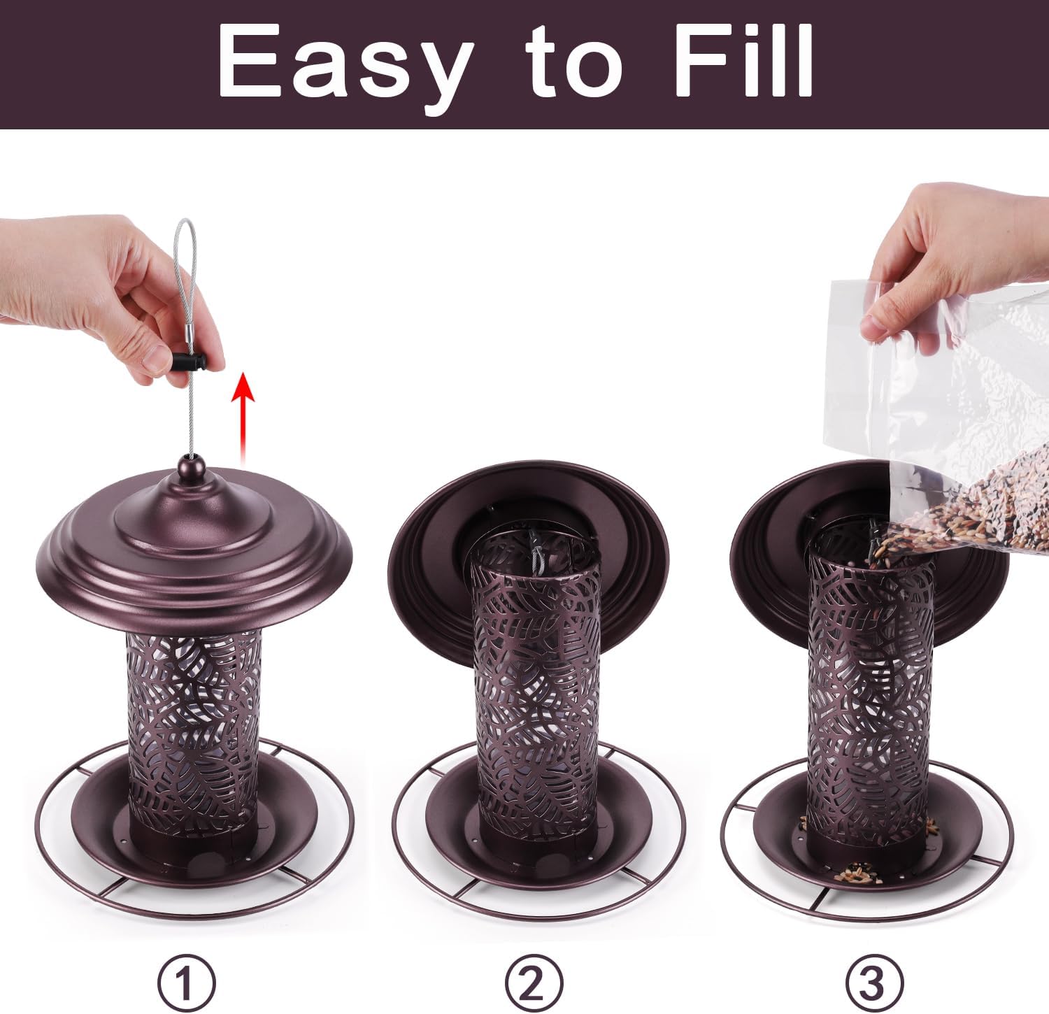 Metal Bird Feeders for Outdoor Hanging Wild Bird Seeds Attracting Chickadees Goldfinches Cardinals Finches Sparrows