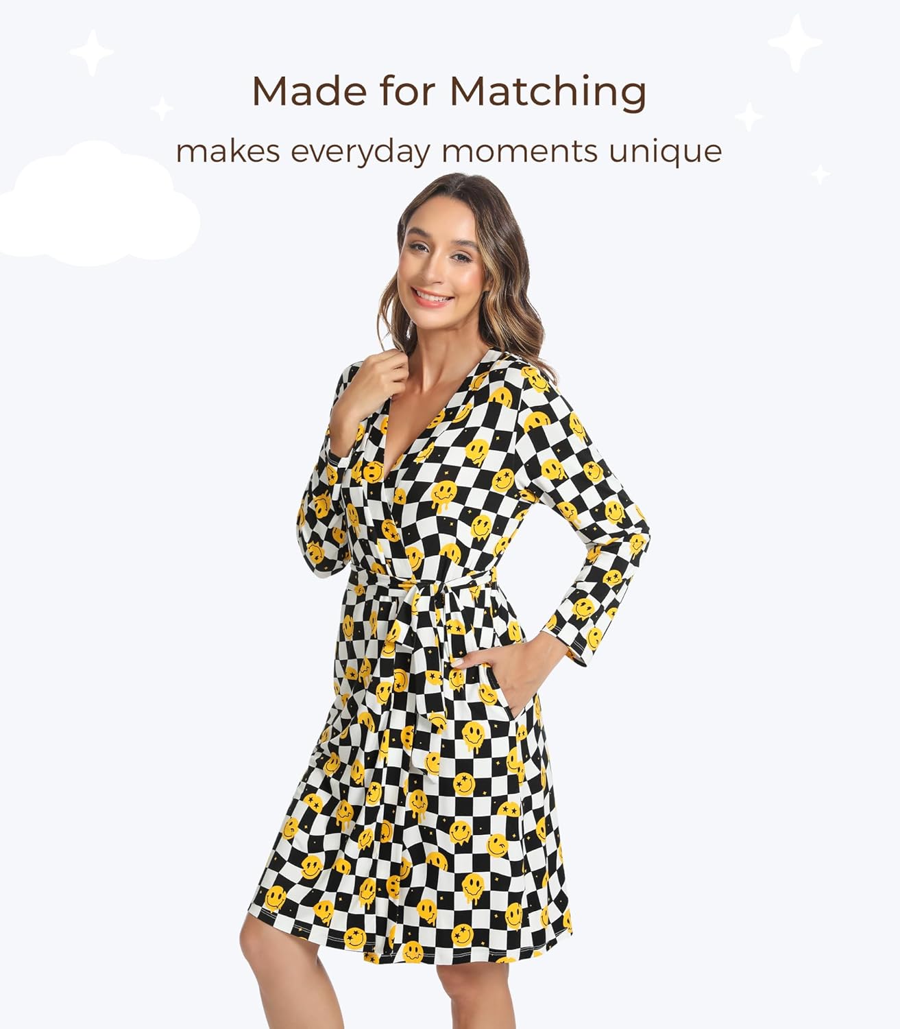 Womens Nightgown Long Sleeve Robes Viscose from Bamboo Loungewear Lightweight Kimono Maternity Bathrobe with Pocket