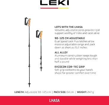 LEKI Lhasa アルミニウム 調節可能 軽量 ウォーキングポール トレッキング&ハイキング用