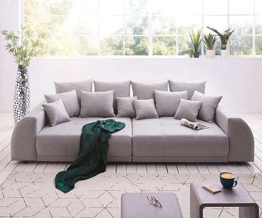 INLENDISH Rangler Suede Fabric 4 Seater Sofa Set | Comfortable Living Room | Luxurious Sofa - (Light Grey)