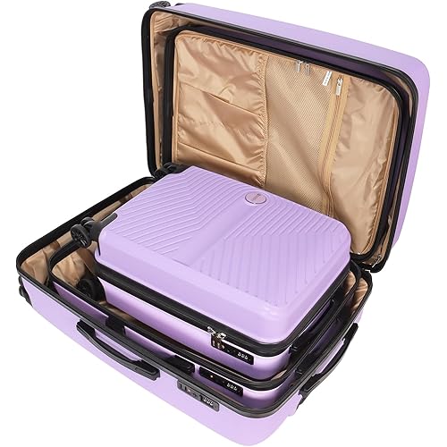 Luggage Set 3 Pieces -Suitcase Set - Luggage with Wheels - Check-in Luggage - PC + ABS Durable Suitcase Rotating Silent Wheels 3-Piece 20/24/28 (Taro Purple)