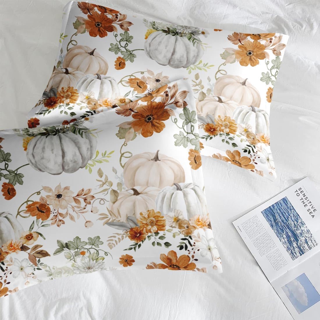 Fall Comforter Set of 3, King, Bedroom Decoration Autumn Floral