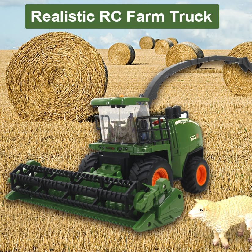 Miniatura 2 de Juguete tractor de control remoto  Camión RC para niños con función de pulverizaciónluz LEDsonido realista, 2 baterías recargables, vehículos de