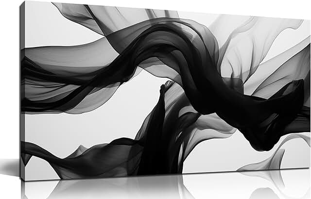 DNIEOTU Abstract Wall Art for Living Room, Black White and Gray Canvas W...