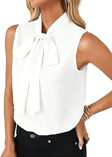 Blusa sin mangas elegante con pajarita y cuello alto falso para mujer