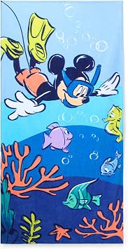 Disney Store Official Mickey Beach Towel with Mickey Mouse Screen Art on Topside - Measures 29" x 58" - Soft & Absorbent for Pool or Beach - Bath Towels for Kids Who Love Disney & Mickey
