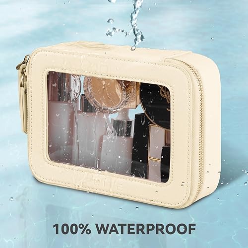 Miniatura 5 de Prite Bolsa de maquillaje transparente, estuche organizador de cosméticos, bolsa de aseo de viaje impermeable, bolsa de cuidado de la piel con