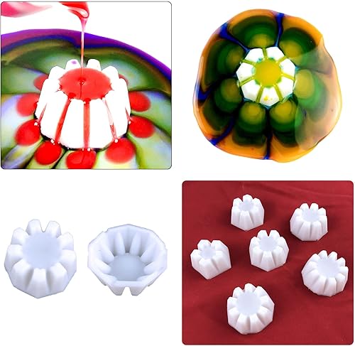 Miniatura 9 de Vasos de silicona para verter flores, para verter pintura, coladores de flores, líquidos, moldes de resina, taza de vertido de líquidos