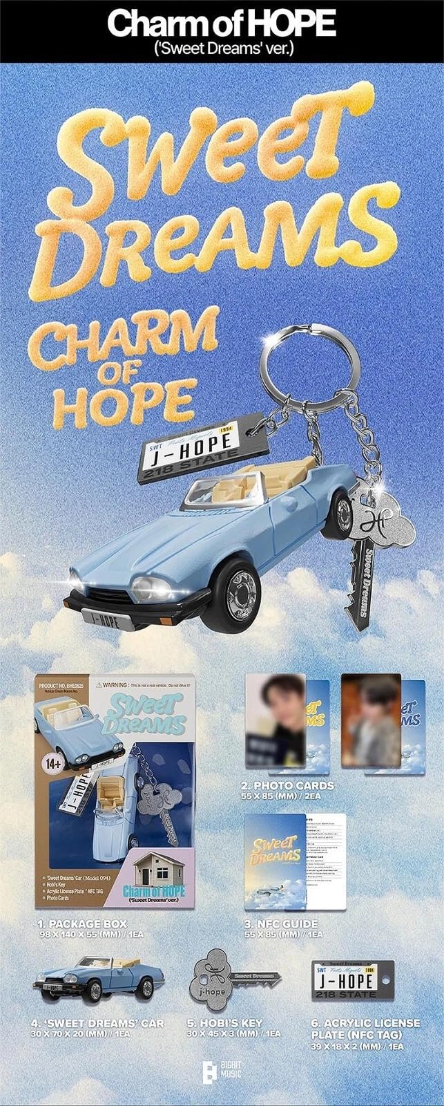 BTS J-HOPE ‘CHARM OF HOPE’ Album 3 Ver Set. / NFC+Key-Ring+2 Photo Card+Guide+GIFT