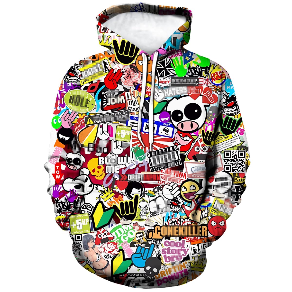 Laoliusn Men's Red Hipster Hip Hop Urban Sweatshirt Graffiti Street Art Hoodie Funny Pullover, Large